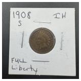 1908-s Key Date Indian Head Cent