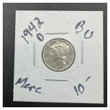 1942-d Uncirculated Mercury Dime