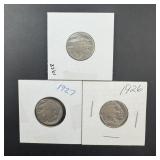 3 Mixed-date Buffalo Nickels