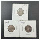 3 Mixed-date Buffalo Nickels