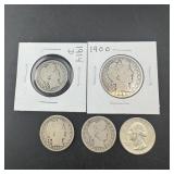 1900 Barber Half Dollar, 1914-d Barber Quarter, An