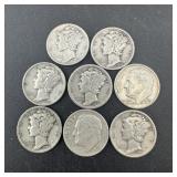 8 Mixed-date Mercury Dimes