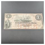 1800s International Bank Of Portland $1 Note