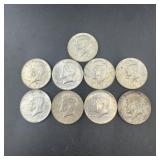 9 40% Silver Kennedy Half Dollars
