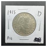 1915 Barber Half Dollar, High Grade