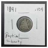 1891 Seated Dime