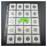 Sheet Of 20 Mixed Date Buffalo Nickels