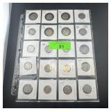 Sheet Of 20 Mixed Date Buffalo Nickels