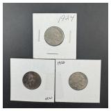 3 Mixed-date Buffalo Nickels