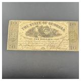 1864 State Of Georgia $10 Note