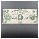 1800s Traders Bank (richmond, Va) $20 Note
