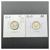 Two Uncirculated Mercury Dimes