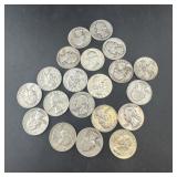 20 Silver Washington Quarters