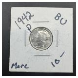 1942-p Uncirculated Mercury Dime