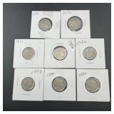 8 Mixed-date Buffalo Nickels