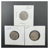 3 Mixed-date Buffalo Nickels