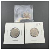 3 Mixed-date Buffalo Nickels