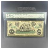 1872 South Carolina Columbia $20 Note Au53