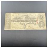 1863 Confederate States $5 Note Richmond