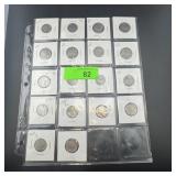 Sheet Of 20 Mixed Date Buffalo Nickels