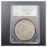 1882-cc Pcgs Ms62 Morgan Silver Dollar