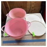 Two Large Tupperware Bowl Sets With Lids