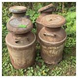 Two 10-gallon Metal Milk Cans