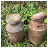 Two 10-gallon Metal Milk Cans