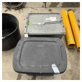 Two Storage Totes With Toy Horse