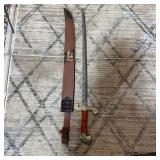 Damascus 36" Sword With Leather Sheath