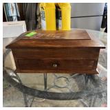 Wooden Walnut Box With Hinged Slit, Approx. 8" X 1