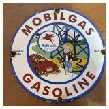 12" Mobil Gas Porcelain Sign