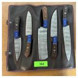 5-piece Damascus Kitchen/camping Knife Set, With C