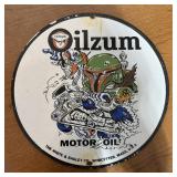 12" Oil Zoom Porcelain Sign