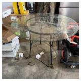 40" Glass Top Table With Metal Base
