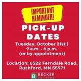 Pick Up: Tuesday, October 21st | 9 A.m. - 6 P.m.