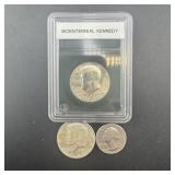 Bicentennial Silver Kennedy Half Dollar and Bicent