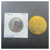 Bicentennial Kennedy Half Dollar and token