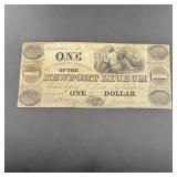 1839 Newport L.Y.C.E.U.M. One Dollar Note