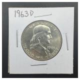 1963-D Franklin Silver Half Dollar