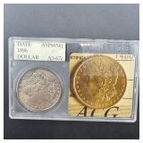 Rare 1896 Morgan Silver Dollar, graded MS67 in old