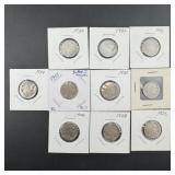 Ten miscellaneous Buffalo Nickels, various dates