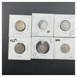 Six miscellaneous Buffalo Nickels, various dates
