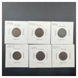 Six miscellaneous Indian Head Pennies