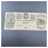 Rare 1837 $10 Bank of Manchester note