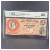 1859 Three Dollar Note, Detroit, Michigan, graded
