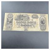 1860 Ten Dollar Canal Bank Note, good condition