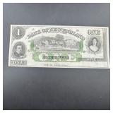 1860 Bank of New England One Dollar Note, uncircul