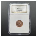 1954-S Wheat Cent, graded MS66