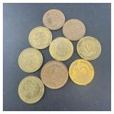 Miscellaneous bag of 10Â¢ pennies and tokens